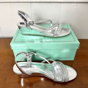 Marbella Alana Wedge Sandals Silver Gemstones Sparkly Wedding Mother Of Bride 8